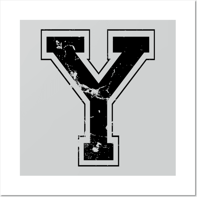 Initial Letter Y Black Jersey Sports Athletic Player Wall Art by porcodiseno